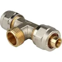STOUT SFS-0011-001216 Тройник-переходник с наружной резьбой  для металлопластиковых труб винтовой