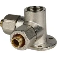 STOUT SFS-0014-001216 Тройник настенный с креплением для металлопластиковых труб винтовой