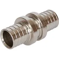 STOUT SFA-0003-002002 Муфта соединительная равнопроходная 20х2,0 никелированная для труб из сшитого полиэтилена аксиальный